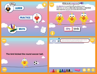 Birds on a Wire: Adjectives Screens